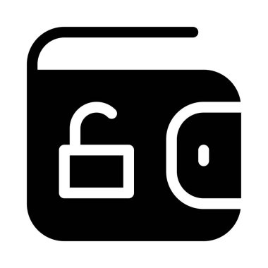 Beyaz arkaplanda cüzdan açma simgesi, vektör illüstrasyonu