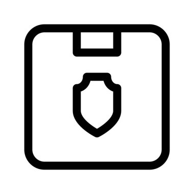 Beyaz arkaplanda Parsel Kalkan simgesi, vektör illüstrasyonu