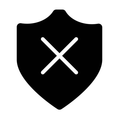 Beyaz arkaplanda Kalkan Çapraz simgesi, vektör illüstrasyonu