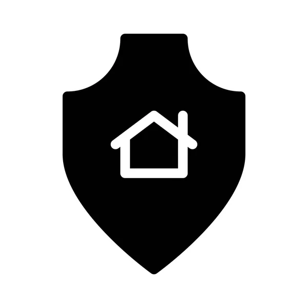 Beyaz Arkaplanda Shield House Simgesi Vektör Illüstrasyonu — Stok Vektör