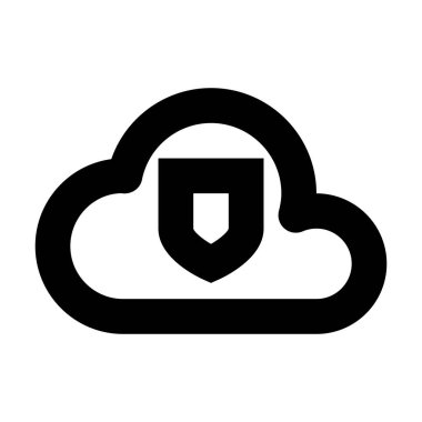 Beyaz arkaplanda Bulut Güvenliği simgesi, vektör illüstrasyonu