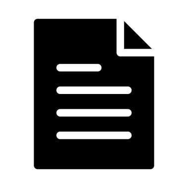 Beyaz arkaplan üzerindeki belge simgesi, vektör illüstrasyonu