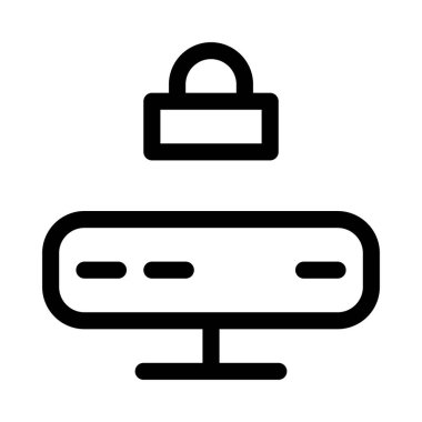 Beyaz arkaplanda Kilit simgesi olan sunucu, vektör illüstrasyonu