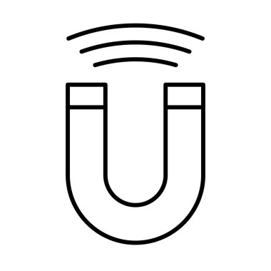 Beyaz arkaplanda mıknatıs siyah simgesi, vektör illüstrasyonu