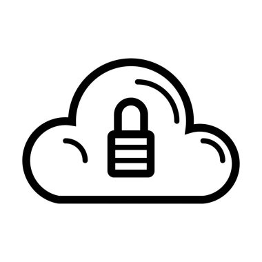 Beyaz arkaplanda Bulut Kilidi simgesi, vektör illüstrasyonu