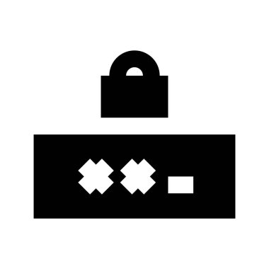 Beyaz arkaplanda Kilit simgesi olan parola, vektör illüstrasyonu