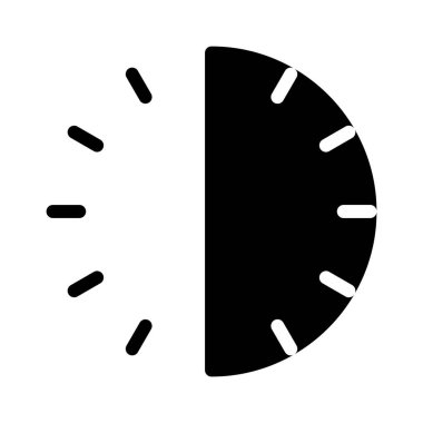 Beyaz arkaplanda yarı Zaman simgesi, vektör illüstrasyonu