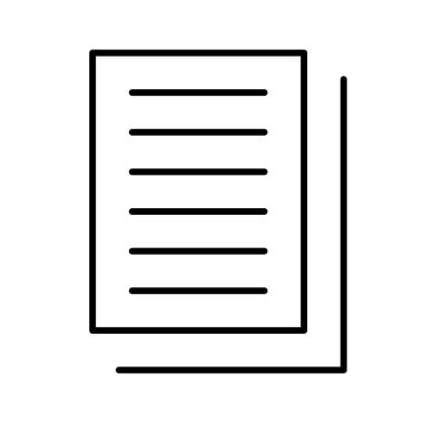 Beyaz arkaplan üzerindeki belge simgesi, vektör illüstrasyonu