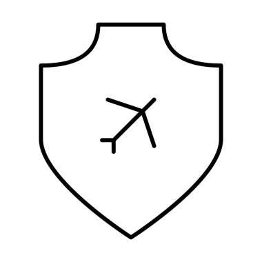 Beyaz arkaplanda Uçuş Kalkanı simgesi, vektör illüstrasyonu
