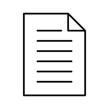 Beyaz arkaplan üzerindeki belge simgesi, vektör illüstrasyonu