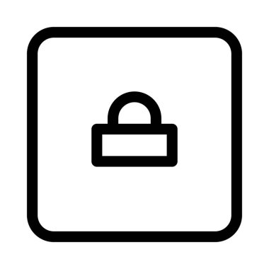 Beyaz arkaplanda Kilit simgesi olan kare, vektör illüstrasyonu