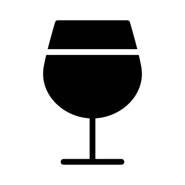 Beyaz arkaplanda şarap kadehi simgesi, vektör illüstrasyonu