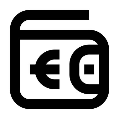 Cüzdan Euro simgesi, vektör illüstrasyonu 