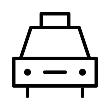 Beyaz arkaplanda taksi aracı simgesi, vektör illüstrasyonu