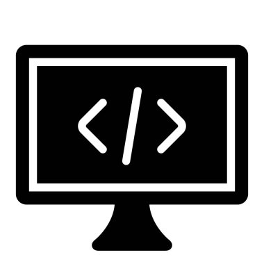 Kodlama simgesi, vektör illüstrasyonu