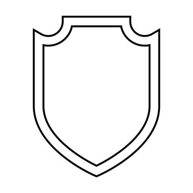 Beyaz arkaplanda kalkan simgesi, vektör illüstrasyonu