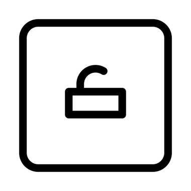 Beyaz arkaplanda kare kilidi aç, vektör illüstrasyonu