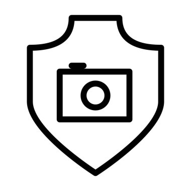 Beyaz arkaplanda resim kalkanı simgesi, vektör illüstrasyonu