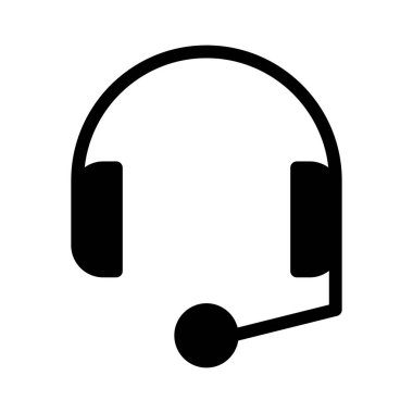 Beyaz arkaplanda kulaklık simgesi, vektör illüstrasyonu