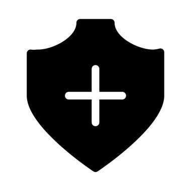 Beyaz arkaplanda Shield Plus simgesi, vektör illüstrasyonu
