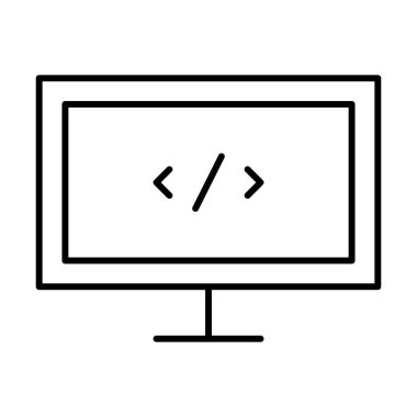 Kodlama simgesi, vektör illüstrasyonu