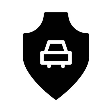 Beyaz arkaplanda Kalkan Araba simgesi, vektör illüstrasyonu