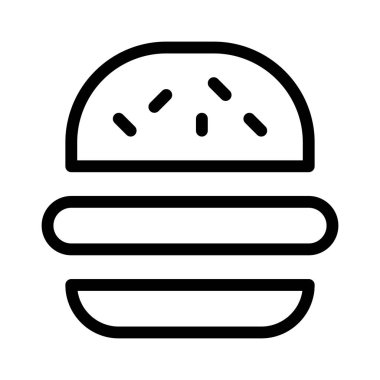 Beyaz arkaplanda burger simgesi, vektör illüstrasyonu