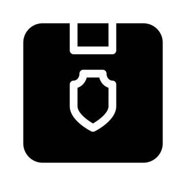 Beyaz arkaplanda Parsel Kalkan simgesi, vektör illüstrasyonu