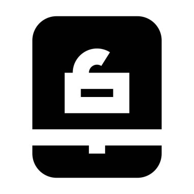 Beyaz arkaplanda Tablet Kilit Aç simgesi, vektör illüstrasyonu