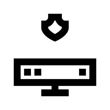 Beyaz arkaplanda sunucu kalkanı simgesi, vektör illüstrasyonu