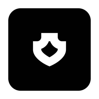 Beyaz arkaplanda kare Kalkan simgesi, vektör illüstrasyonu