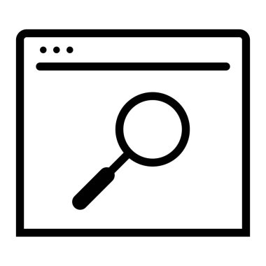 Beyaz arkaplan, vektör illüstrasyonunda Büyütücü Cam Arama Yakınlaştırma Arayüzü simgesi