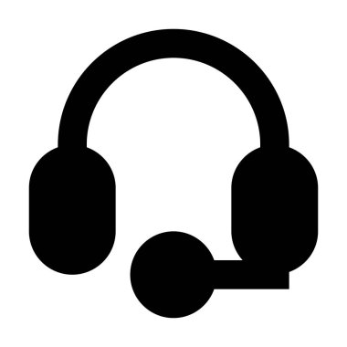 Beyaz arkaplanda kulaklık simgesi, vektör illüstrasyonu