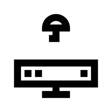 Beyaz arkaplan üzerindeki Sunucu Şemsiyesi simgesi, vektör illüstrasyonu