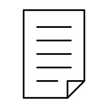 Beyaz arkaplan üzerindeki belge simgesi, vektör illüstrasyonu