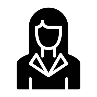 Beyaz arkaplanda kadın ajan simgesi, vektör illüstrasyonu