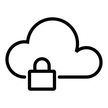 Beyaz arkaplanda Bulut Kilidi simgesi, vektör illüstrasyonu