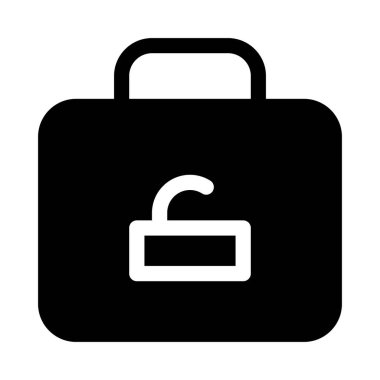 Beyaz arkaplan, vektör illüstrasyonunda evrak çantası simgesini aç