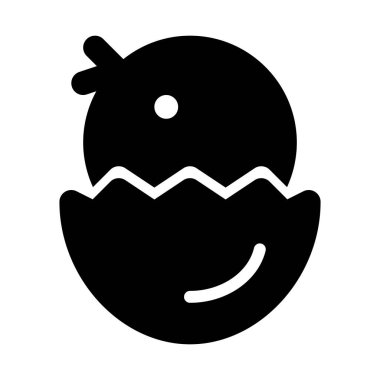  Beyaz arkaplanda Tavuk Paskalya simgesi, vektör illüstrasyonu