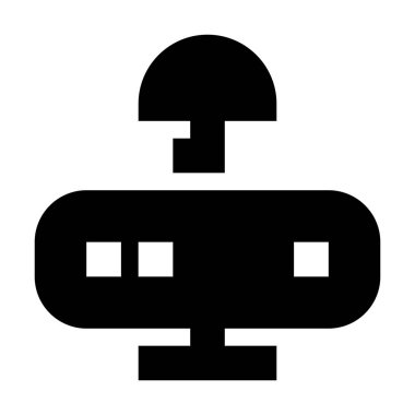 Beyaz arkaplan üzerindeki Sunucu Şemsiyesi simgesi, vektör illüstrasyonu