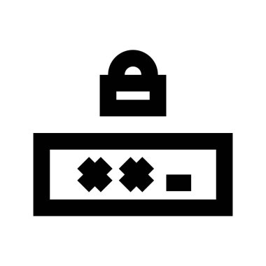 Beyaz arkaplanda Kilit simgesi olan parola, vektör illüstrasyonu