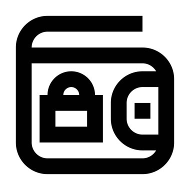 Beyaz arkaplanda Kilit simgesi olan cüzdan, vektör illüstrasyonu