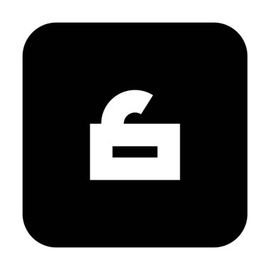 Beyaz arkaplanda kare kilidi aç, vektör illüstrasyonu