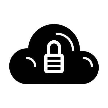 Beyaz arkaplanda Bulut Kilidi simgesi, vektör illüstrasyonu
