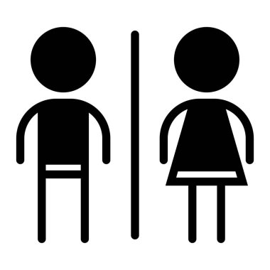 Beyaz arkaplanda tuvalet WC simgesi, vektör illüstrasyonu