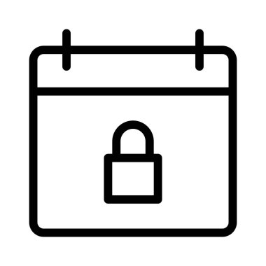 Beyaz arkaplanda Takvim Kilidi simgesi, vektör illüstrasyonu