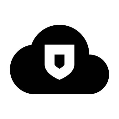 Beyaz arkaplanda Bulut Güvenliği simgesi, vektör illüstrasyonu