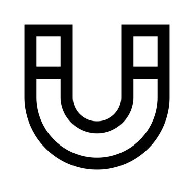 Beyaz arkaplanda mıknatıs siyah simgesi, vektör illüstrasyonu