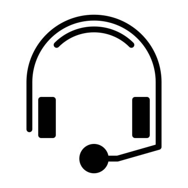 Beyaz arkaplanda kulaklık simgesi, vektör illüstrasyonu