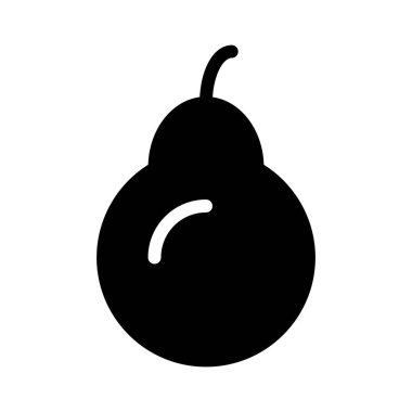 Beyaz arkaplanda Armut Meyve simgesi, vektör illüstrasyonu